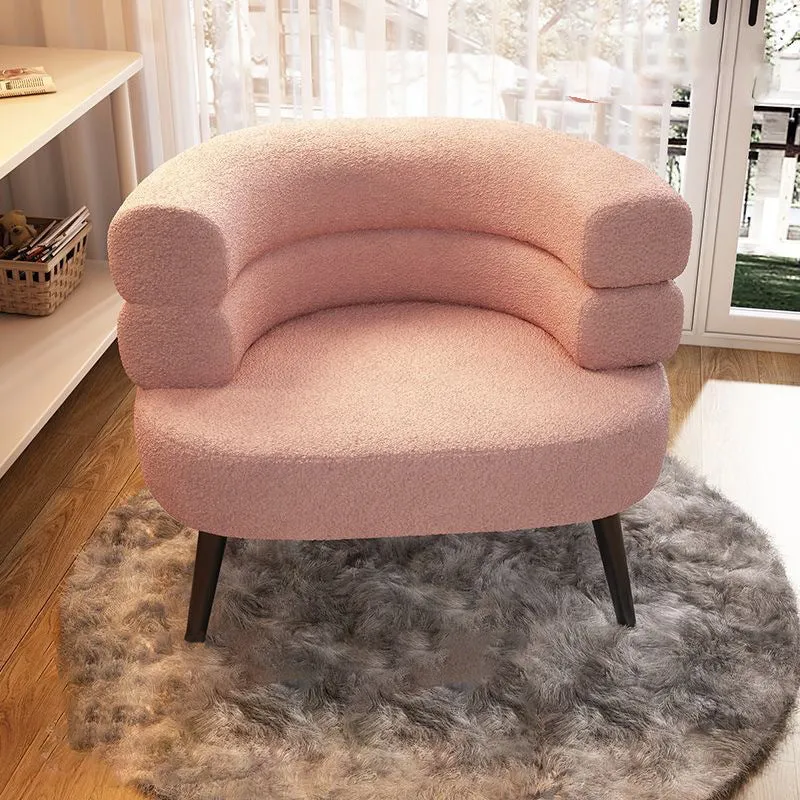 Modern Simplicity Curved Semicircle Sherpa Fabric Carbon Steel Accent Chair Backrest For Living Room