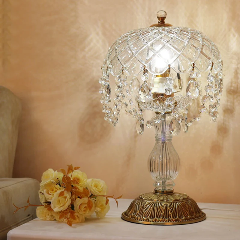 Traditional French Teardrop Copper Glass 1-Light Table Lamp For Living Room