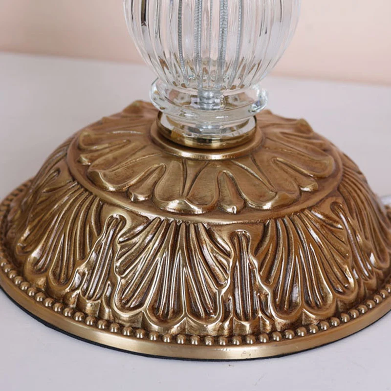 Traditional French Teardrop Copper Glass 1-Light Table Lamp For Living Room