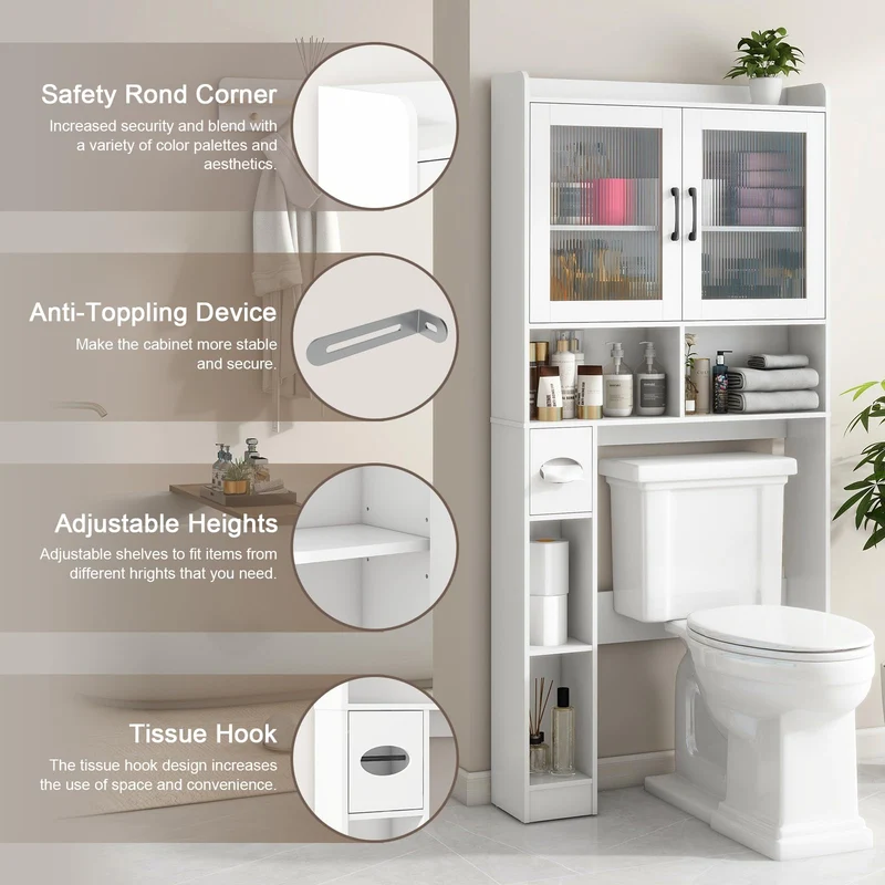 Over The Toilet Storage Cabinet Farmhouse Storage Rack for Restroom