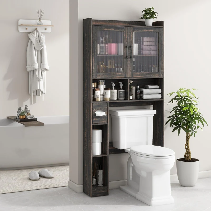 Over The Toilet Storage Cabinet Farmhouse Storage Rack for Restroom