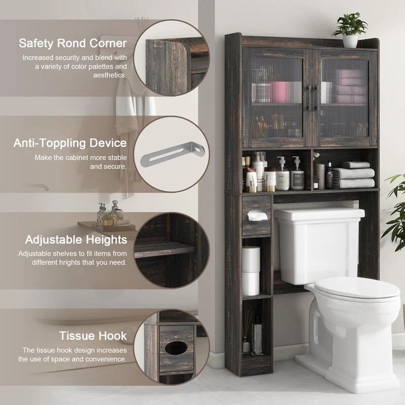 Over The Toilet Storage Cabinet Farmhouse Storage Rack for Restroom