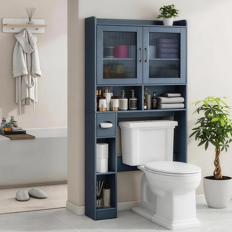 Over The Toilet Storage Cabinet Farmhouse Storage Rack for Restroom