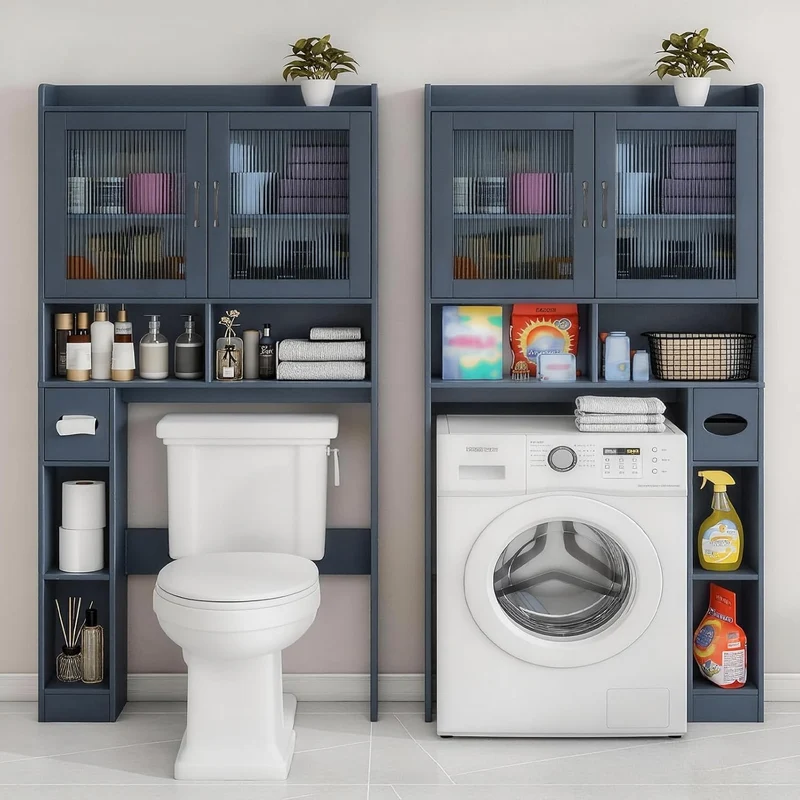 Over The Toilet Storage Cabinet Farmhouse Storage Rack for Restroom