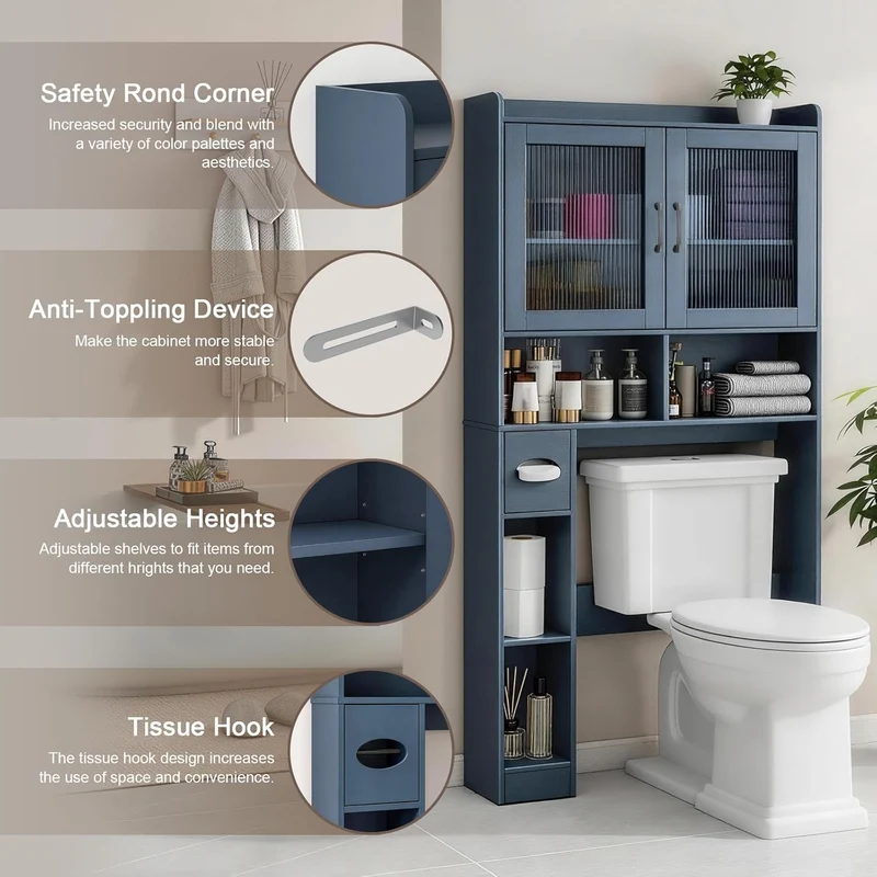 Over The Toilet Storage Cabinet Farmhouse Storage Rack for Restroom