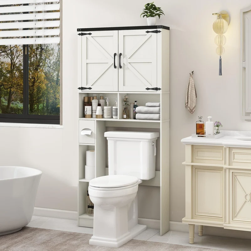 Over The Toilet Storage Cabinet Farmhouse Storage Rack for Restroom