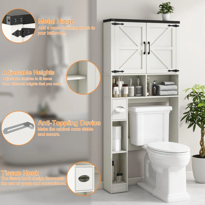 Over The Toilet Storage Cabinet Farmhouse Storage Rack for Restroom