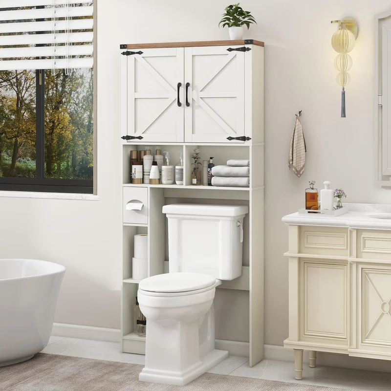 Over The Toilet Storage Cabinet Farmhouse Storage Rack for Restroom