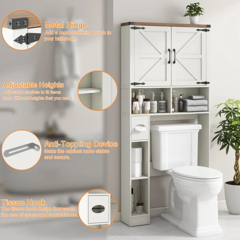 Over The Toilet Storage Cabinet Farmhouse Storage Rack for Restroom