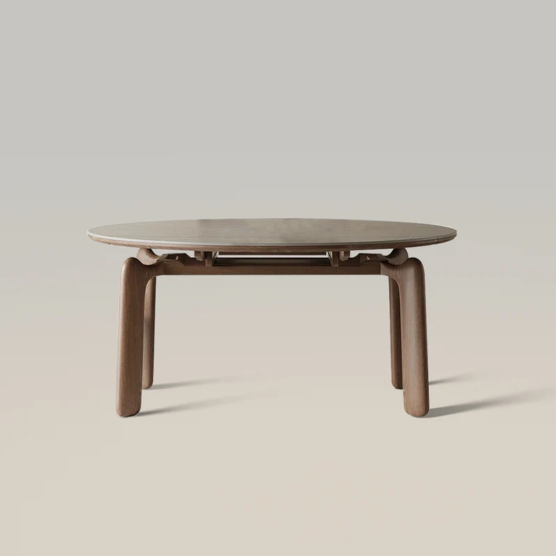 Rock Slab Slate Square&round Walnut Folding Dining Table(Table only)