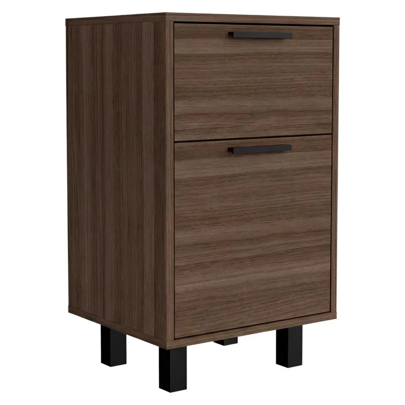 Mesa de Noche Secret, Avellana, con una Puerta y Cajón Secreto