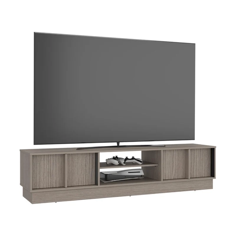 Mesa para TV Caobe, Positano y Wengue, para Televisor de hasta 75 Pulgadas con Cuatro Puertas