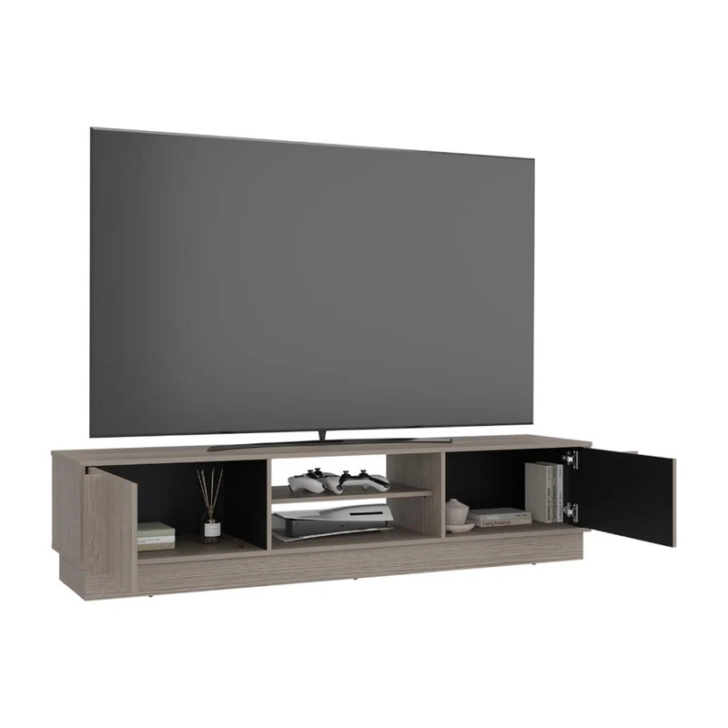 Mesa para TV Caobe, Positano y Wengue, para Televisor de hasta 75 Pulgadas con Cuatro Puertas