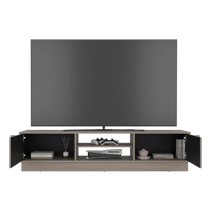 Mesa para TV Caobe, Positano y Wengue, para Televisor de hasta 75 Pulgadas con Cuatro Puertas