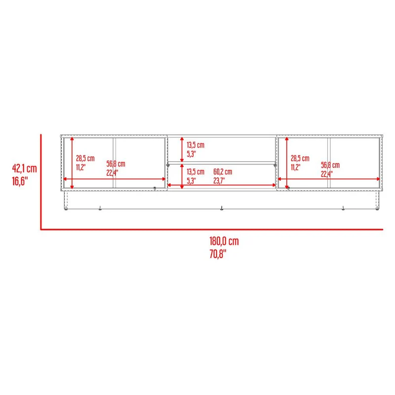 Mesa para TV Caobe, Positano y Wengue, para Televisor de hasta 75 Pulgadas con Cuatro Puertas