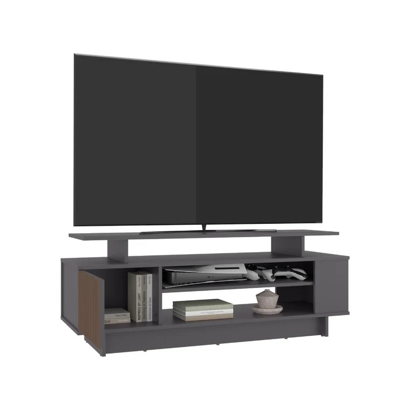 Mesa de TV Bowie, Plata Oscuro y Ocaso, para Televisor hasta 55 Pulgadas