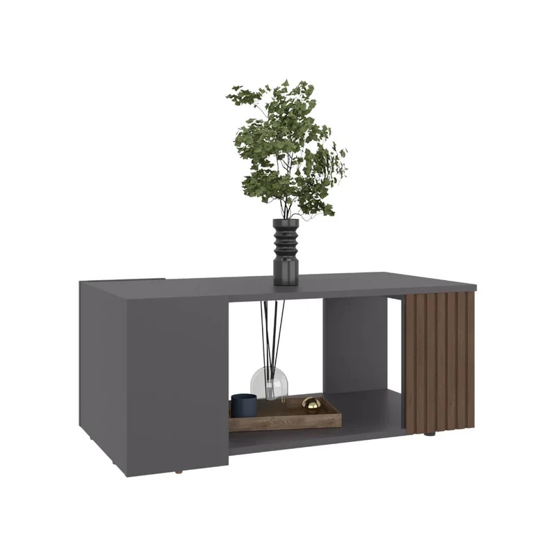 Mesa de Centro Bowie, Plata Oscuro y Ocaso, con Espacio para Objetos Decorativos