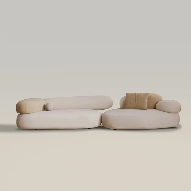 Pebble Shaped Fabric Sofa Set with Coffee Table