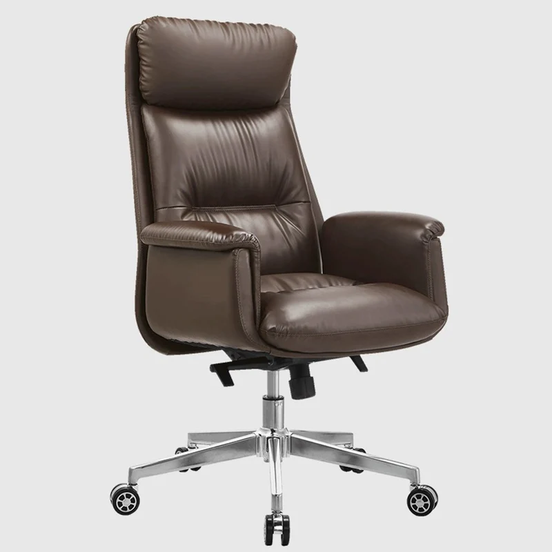 Modern Minimalist Faux Leather Aluminum Alloy Cotton Rectangular Desk Chair Armrest Headrest Reclining For Home Office