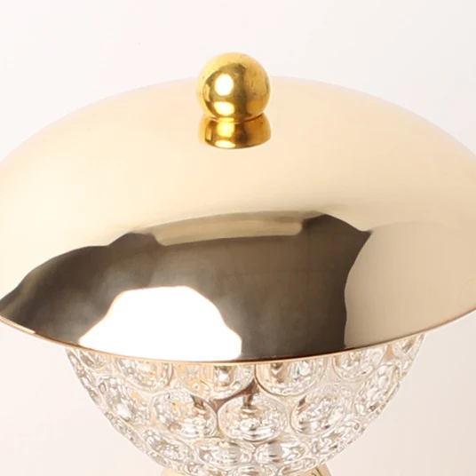 Modern Luxury Rechargeable Iron Crystal Glass Ball Column LED Table Lamp For Bedroom