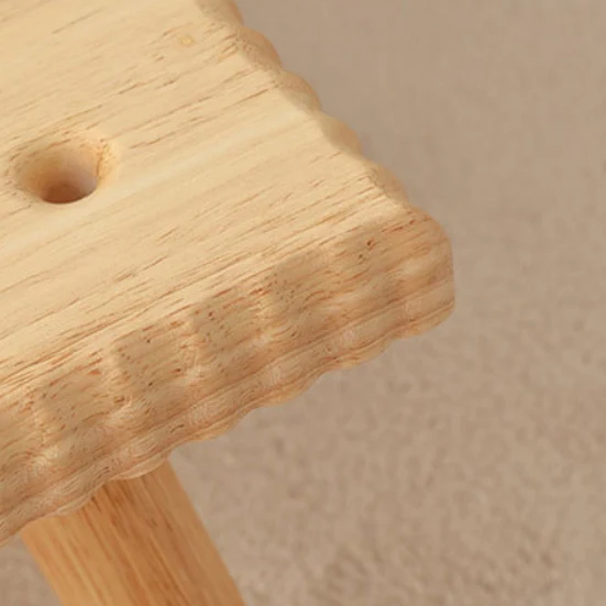 Contemporary Creative Biscuit Rubberwood Round Kids Low Stool For Living Room