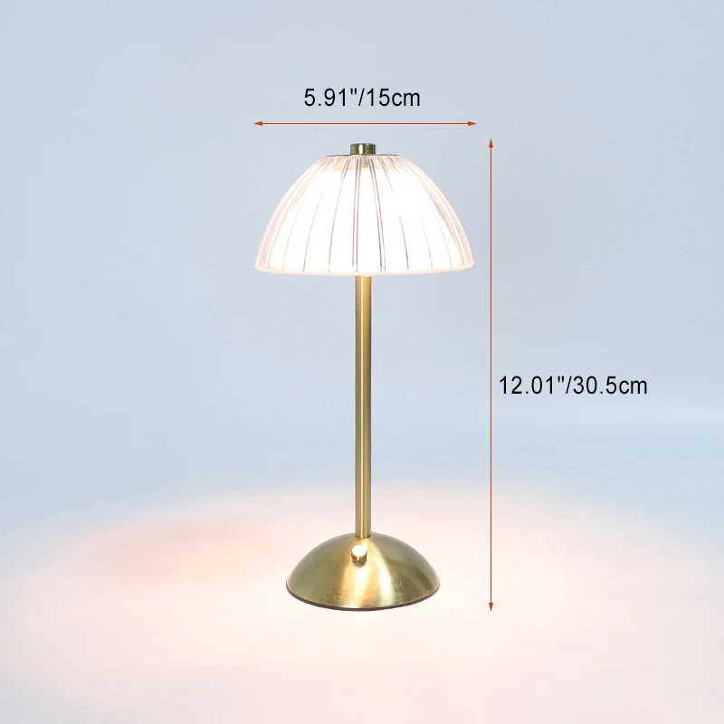 Contemporary Retro Rechargeable Iron PS Conic Cylinder Skirt Striped LED Table Lamp For Bedside