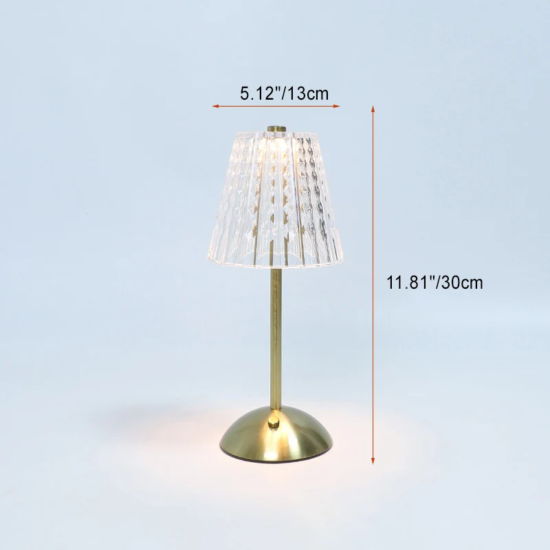 Contemporary Retro Rechargeable Iron PS Conic Cylinder Skirt Striped LED Table Lamp For Bedside