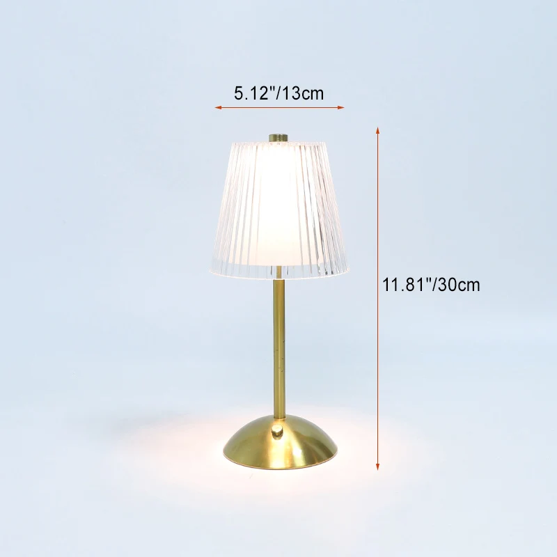 Contemporary Retro Rechargeable Iron PS Conic Cylinder Skirt Striped LED Table Lamp For Bedside
