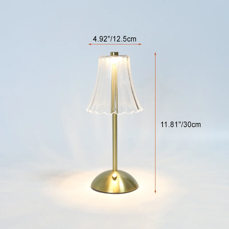 Contemporary Retro Rechargeable Iron PS Conic Cylinder Skirt Striped LED Table Lamp For Bedside