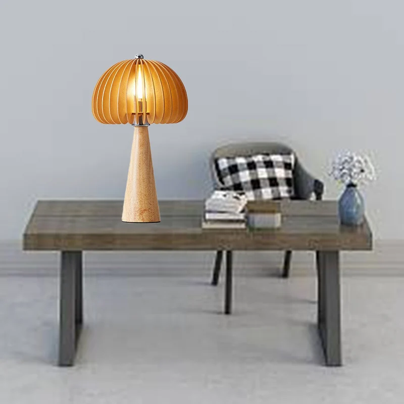 Traditional Vintage Oval Iron Wood 1-Light Table Lamp For Living Room