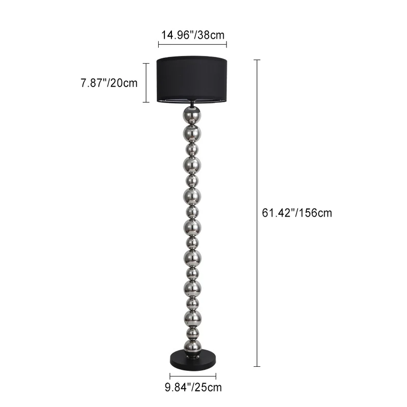 Traditional French Cylinder Iron Aluminum Fabric 1-Light Standing Floor Lamp For Living Room