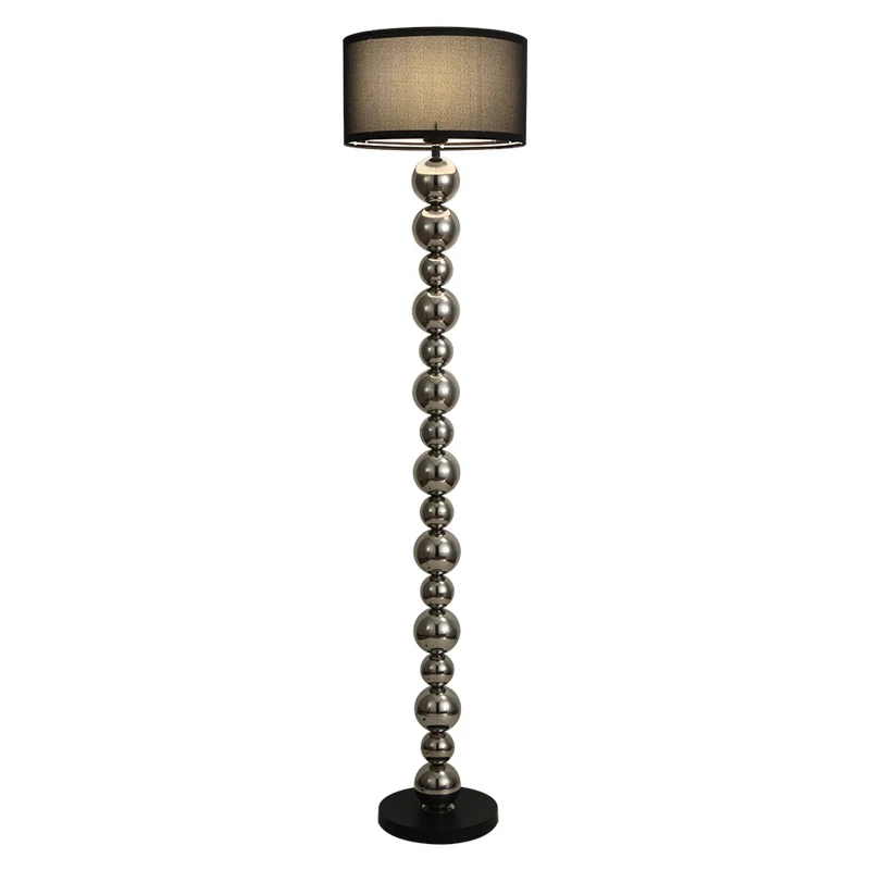 Traditional French Cylinder Iron Aluminum Fabric 1-Light Standing Floor Lamp For Living Room