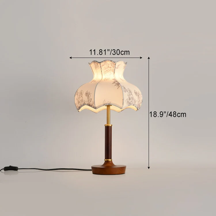 Traditional French Dome Metal Wood Fabric 1-Light Table Lamp For Bedroom
