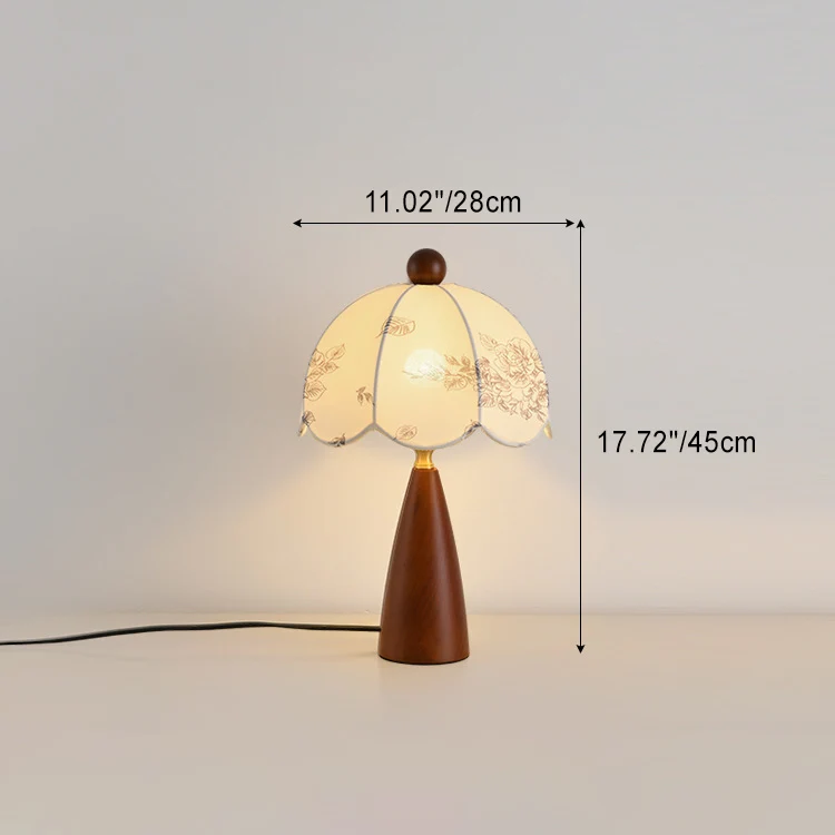 Traditional French Dome Metal Wood Fabric 1-Light Table Lamp For Bedroom