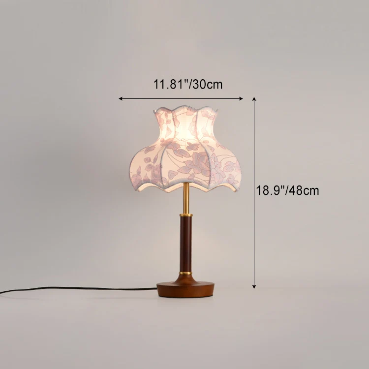 Traditional French Dome Metal Wood Fabric 1-Light Table Lamp For Bedroom