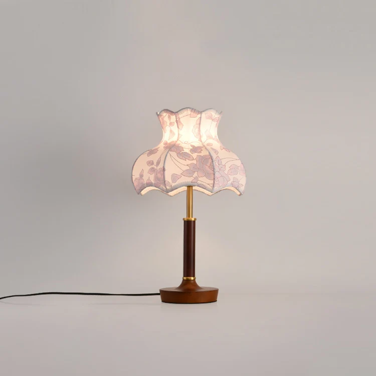 Traditional French Dome Metal Wood Fabric 1-Light Table Lamp For Bedroom