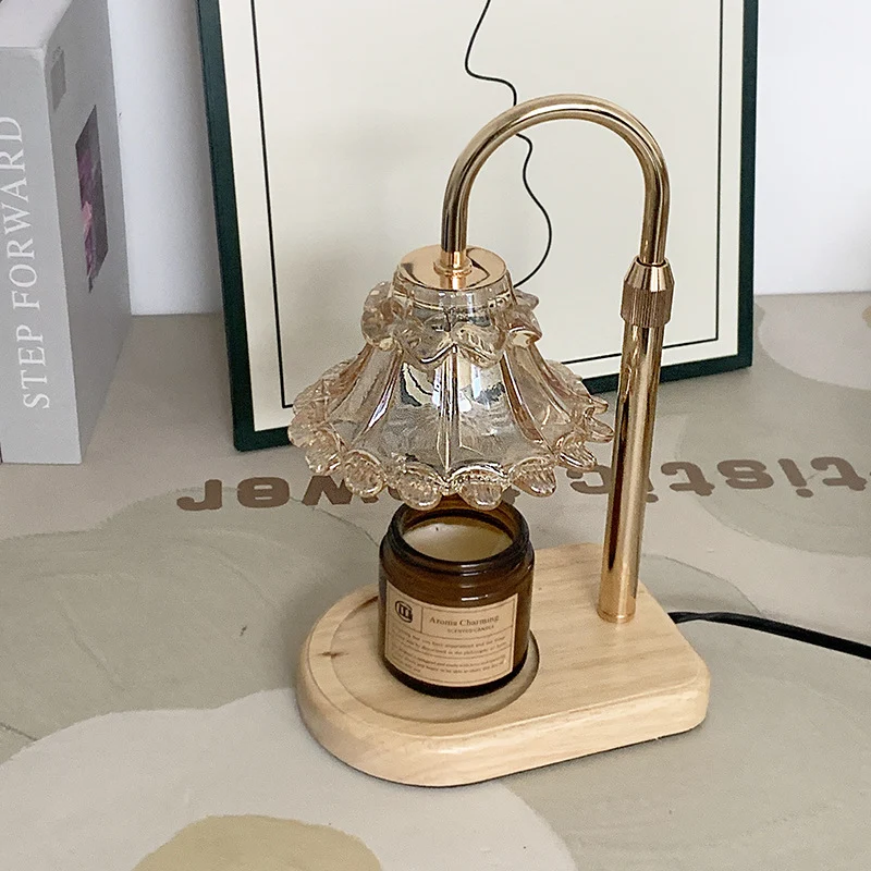 Contemporary Luxury Flower Iron Glass 1-Light Melting Wax Table Lamp For Bedroom