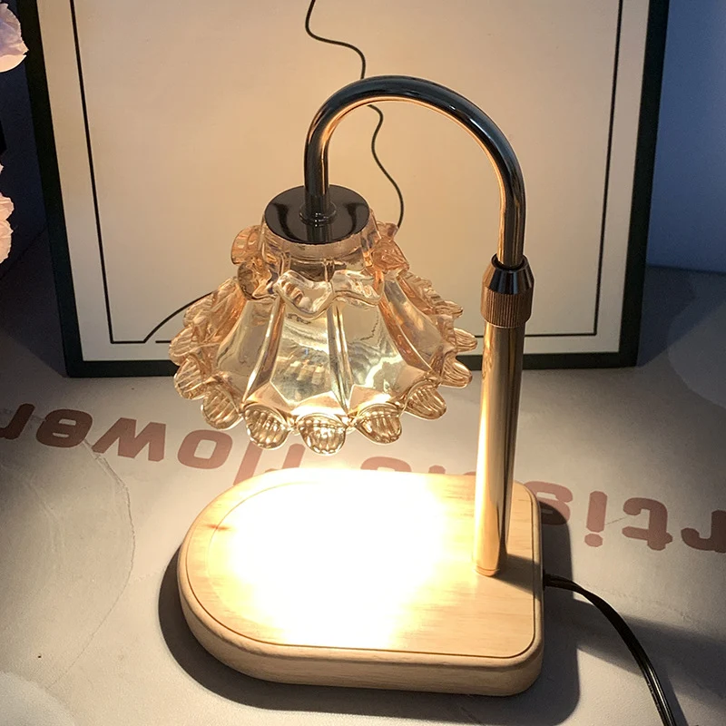 Contemporary Luxury Flower Iron Glass 1-Light Melting Wax Table Lamp For Bedroom