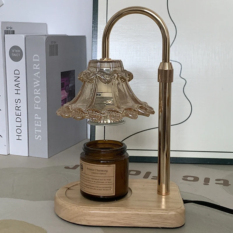 Contemporary Luxury Flower Iron Glass 1-Light Melting Wax Table Lamp For Bedroom