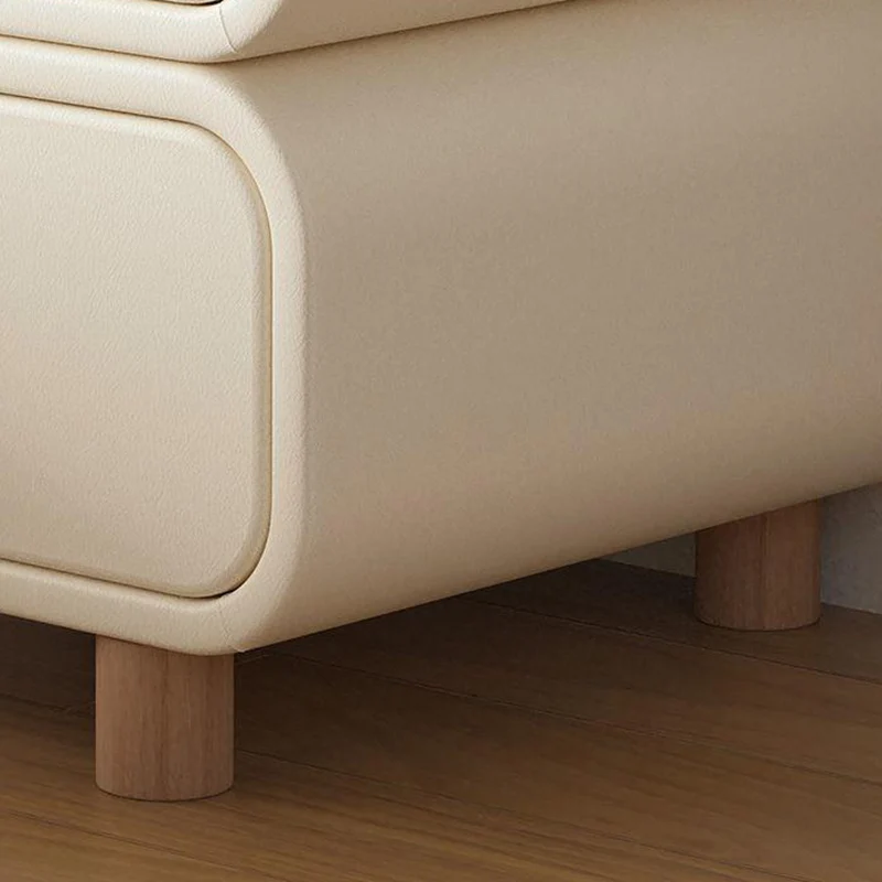 Contemporary Scandinavian Square Microfiber Leather Eco-Friendly Engineered Wood Nightstand 2-Drawer For Bedroom