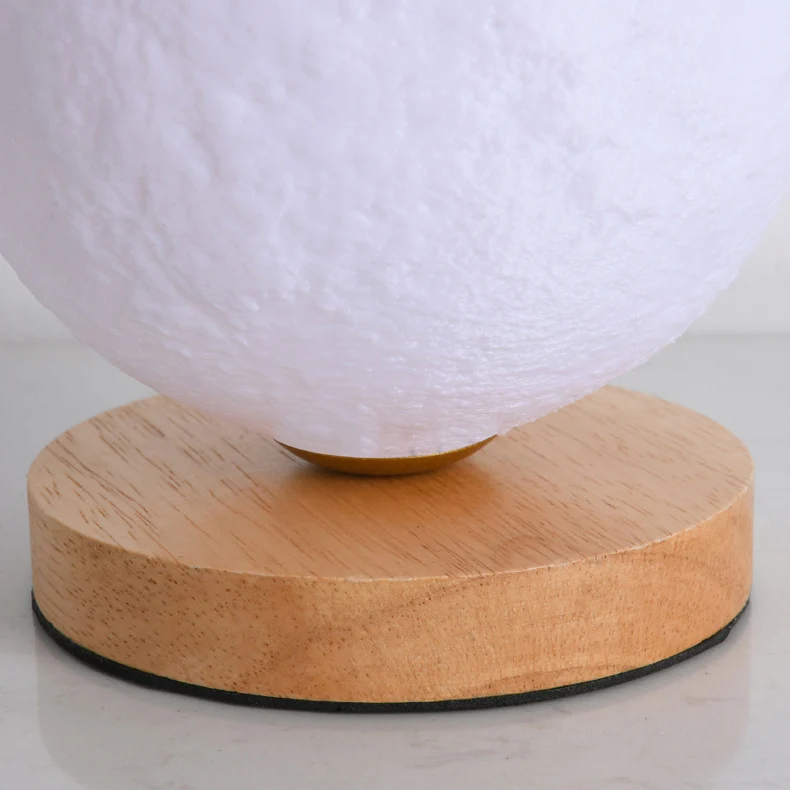 Contemporary Simplicity Starry Sky Moon PLA Round Shade Wood 1-Light Night Light Table Lamp For Bedroom