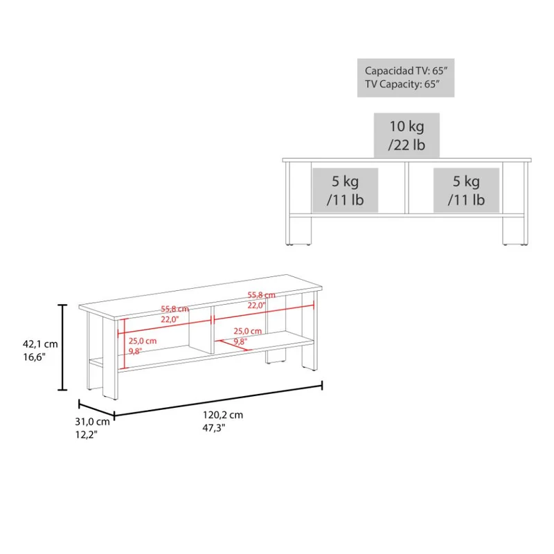 Mesa para TV Navi, Fresno Europeo, para Televisor hasta 55 Pulgadas ZF