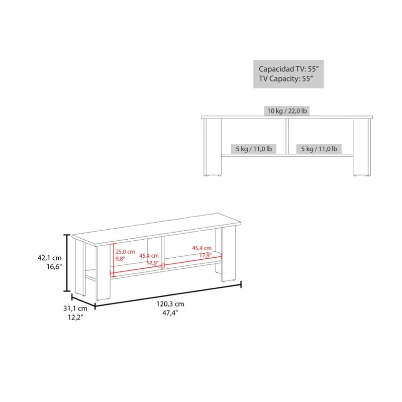 Mesa para TV Navi, Fresno Europeo, para Televisor hasta 55 Pulgadas ZF