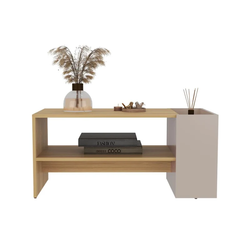 Mesa de Centro Larga Adel, Capri y Fresno Europeo, con Amplio Espacio para Decoración ZF