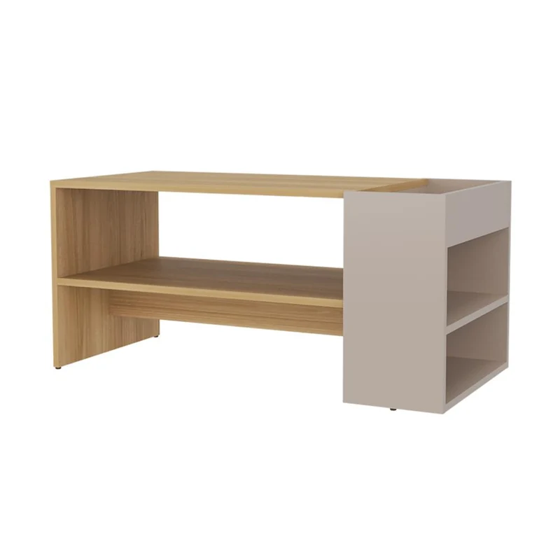 Mesa de Centro Larga Adel, Capri y Fresno Europeo, con Amplio Espacio para Decoración ZF