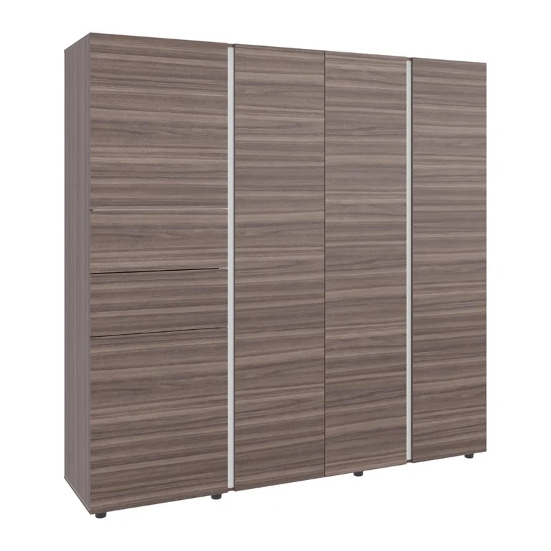 Clóset Antalya 200x200, Avellana y Blanco, con 5 Puertas Abatibles