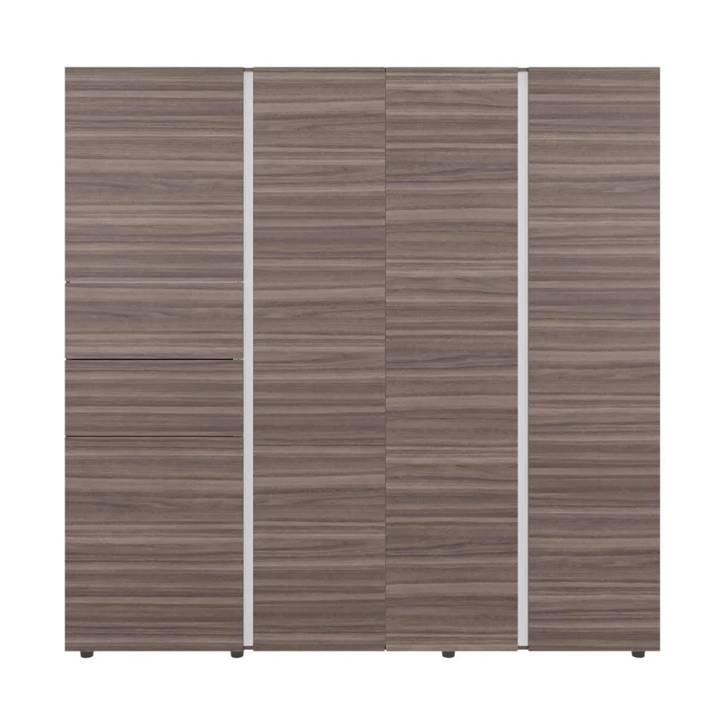 Clóset Antalya 200x200, Avellana y Blanco, con 5 Puertas Abatibles