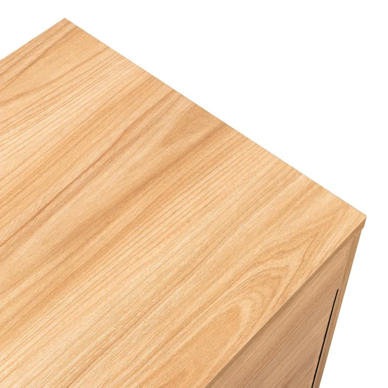 Mesa de Noche Tutto, Fresno Europeo y Wengue, con Cajón para Guardar Objetos Ideal para Espacios Reducidos