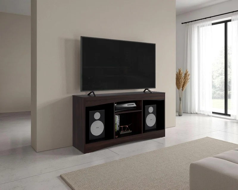 Mesa para TV Fiorenzi, Nogal y Wengue, con Espacio para TV de 55"