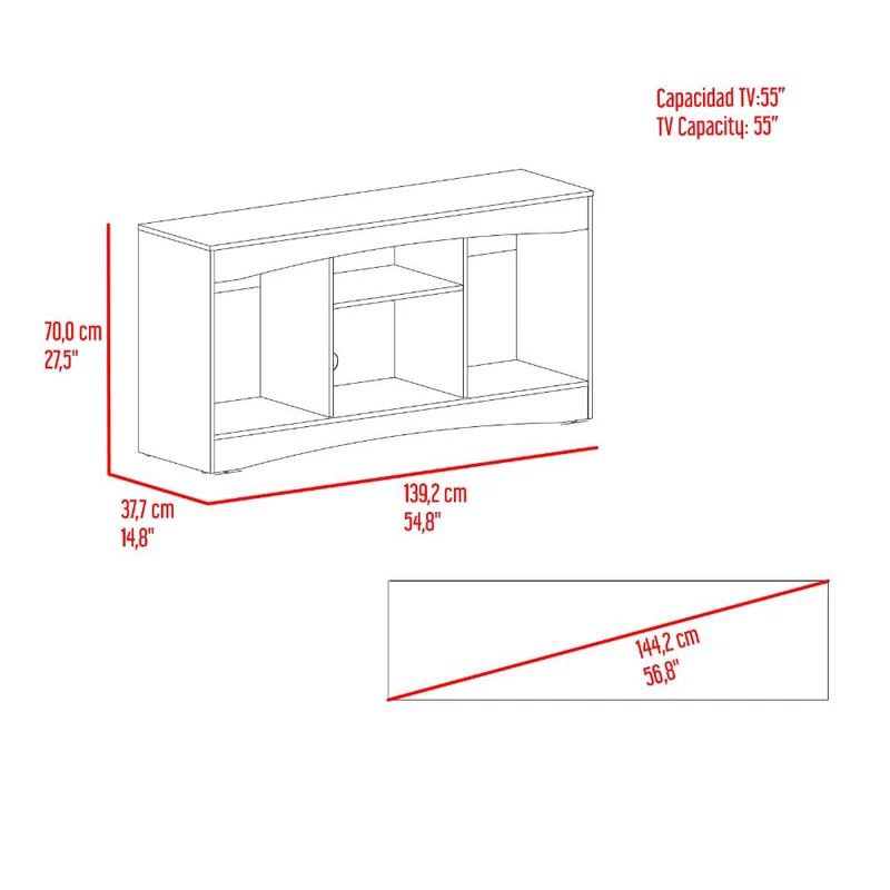 Mesa para TV Fiorenzi, Nogal y Wengue, con Espacio para TV de 55"